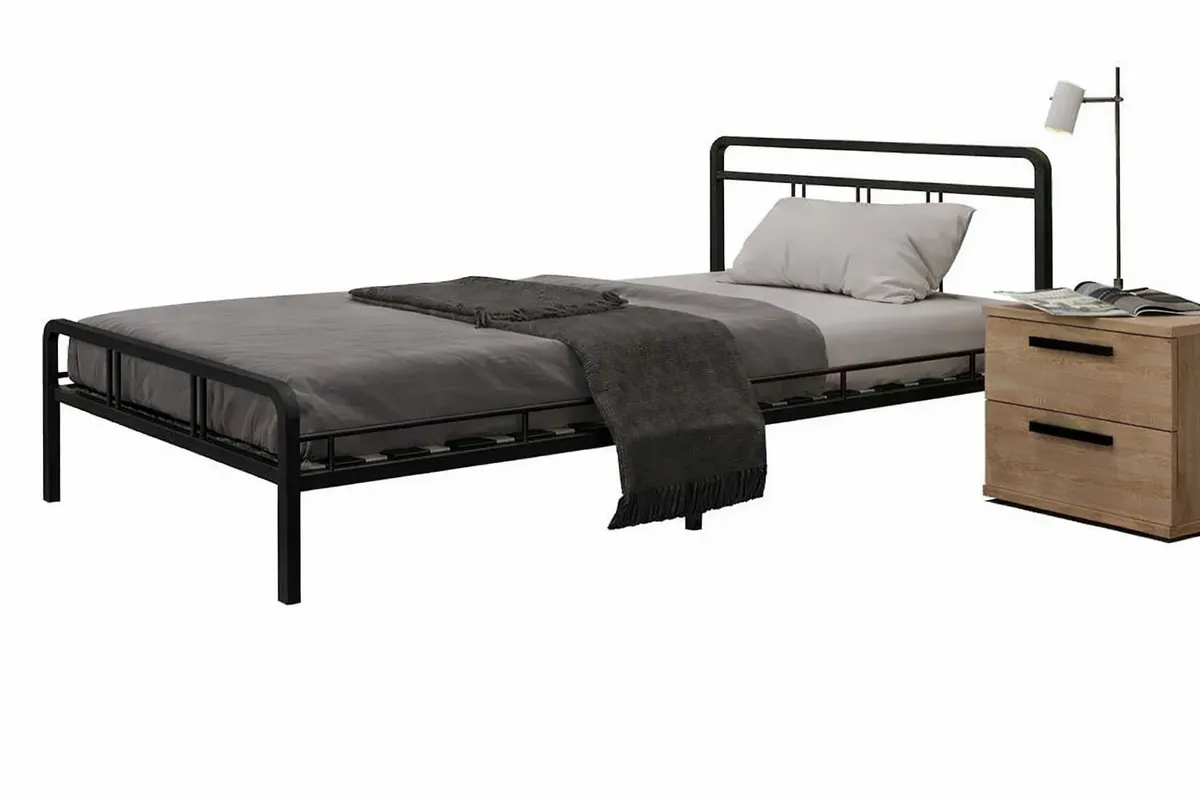 Односпальная ортопедическая кровать LEON с матрасом 90х200, цвет черный