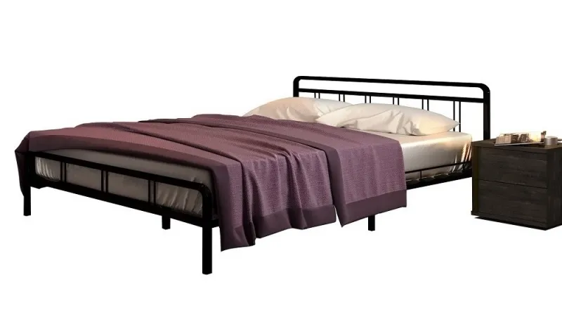 Двуспальная ортопедическая кровать LEON с матрасом 160х200, цвет черный