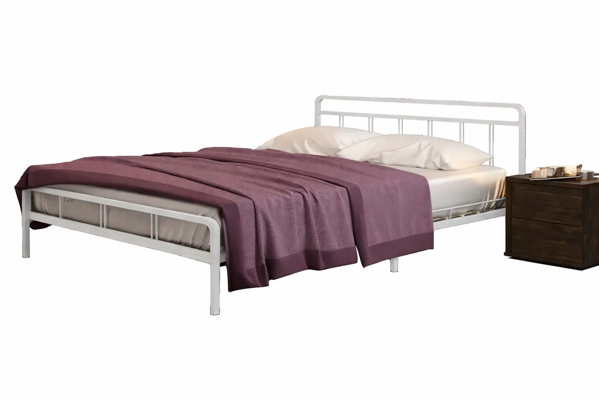 Двуспальная ортопедическая кровать LEON с матрасом 160х200, цвет белый