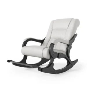Кресло-качалка с подножкой мягкое для отдыха Родос (Россия) экокожа крем