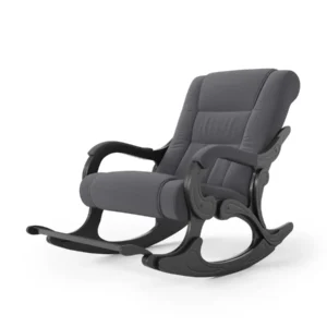 Кресло-качалка деревянное с подлокотниками Родос (Россия) велюр, цвет графит