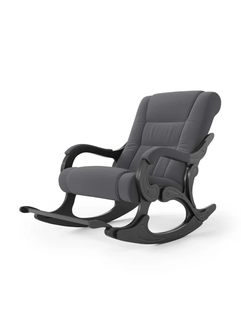 Кресло-качалка деревянное с подлокотниками Родос (Россия) велюр, цвет графит