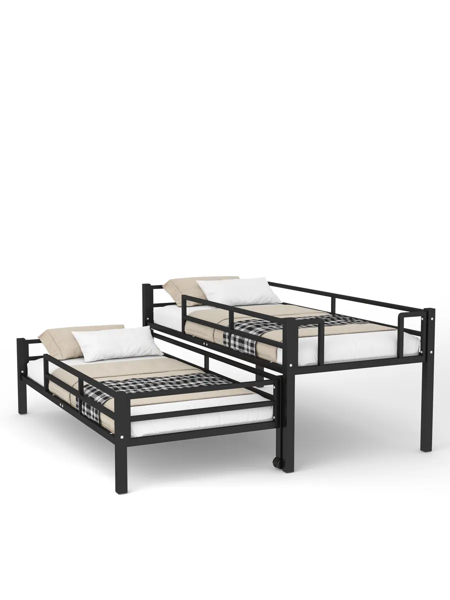 Выкатная кровать Твинни черная без матраса с двумя спальными местами