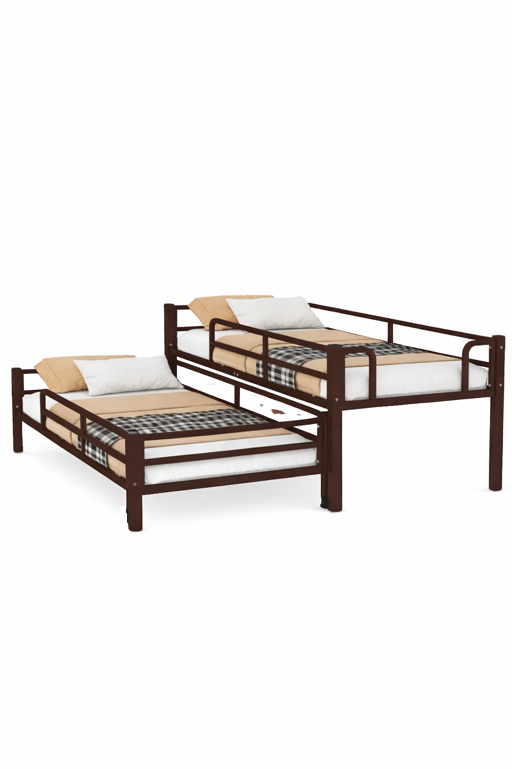 Выкатная кровать Твинни коричневая с выдвижным спальным местом для двух детей