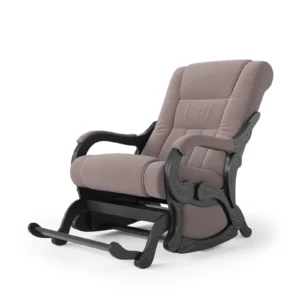 Кресло-качалка маятниковое с подножкой глайдер Родос (Россия) велюр, цвет кофе с молоком