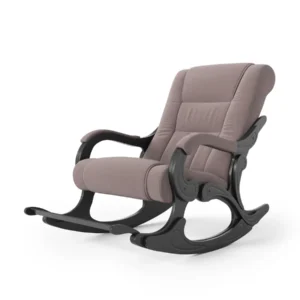 Кресло-качалка удобное с подлокотниками и подножкой Родос (Россия) велюр, цвет кофе с молоком