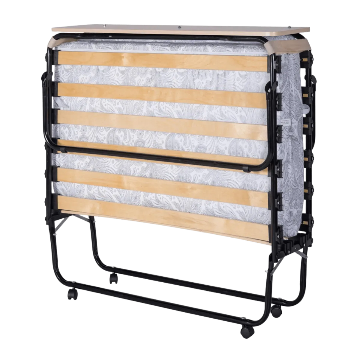 Складная кровать Амалия-М Премиум с изголовьем дуб на колесиках