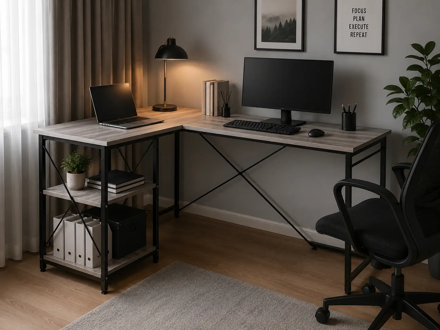 Угловой письменный стол LOFT для дома и работы