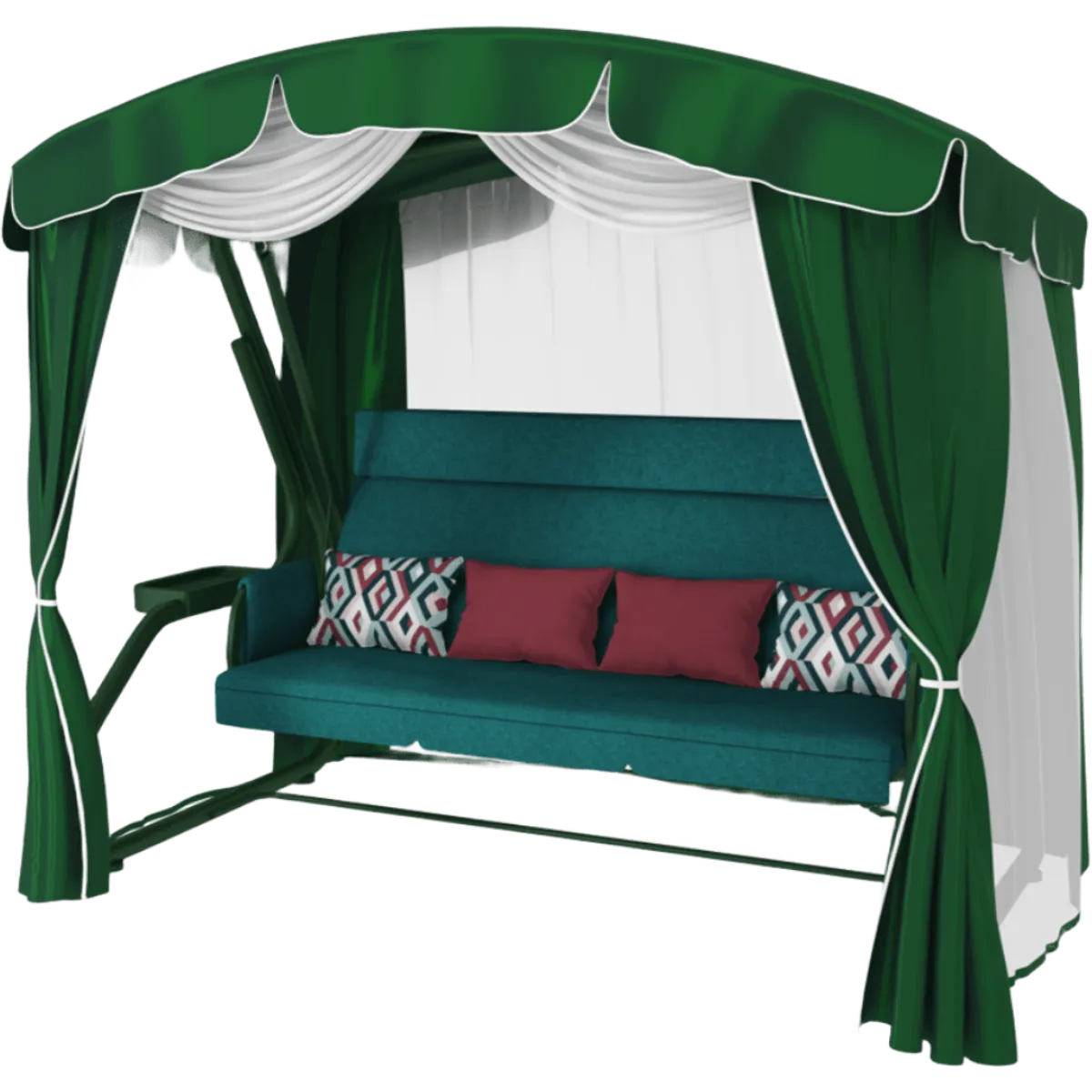 Садовые качели Бригантина Люкс (Green) 4-х местные, до 400кг